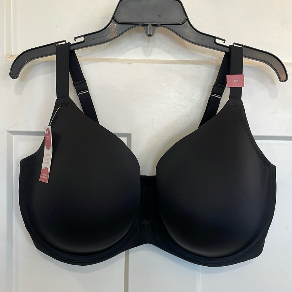 NEW Cacique Lane Bryant Black Nylon/Spandex Mesh Totally Smooth Underwire Bra